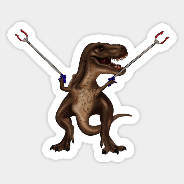 Funny T rex, with Pincers, Dinosaur Sticker by dukito